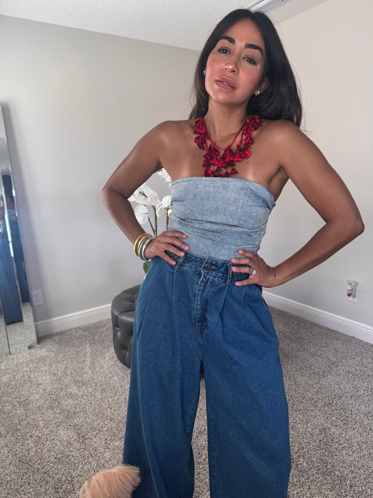 Caracoles denim bodysuit