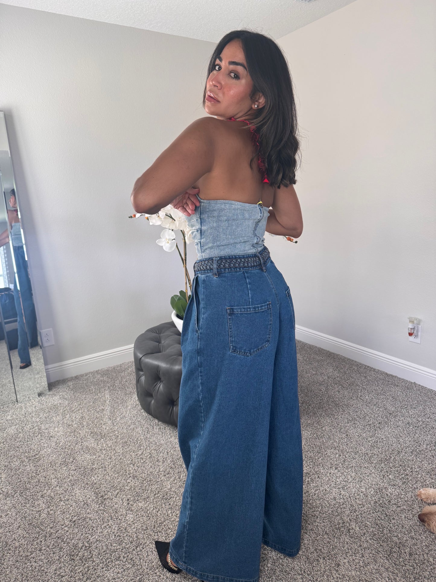 Caracoles denim bodysuit