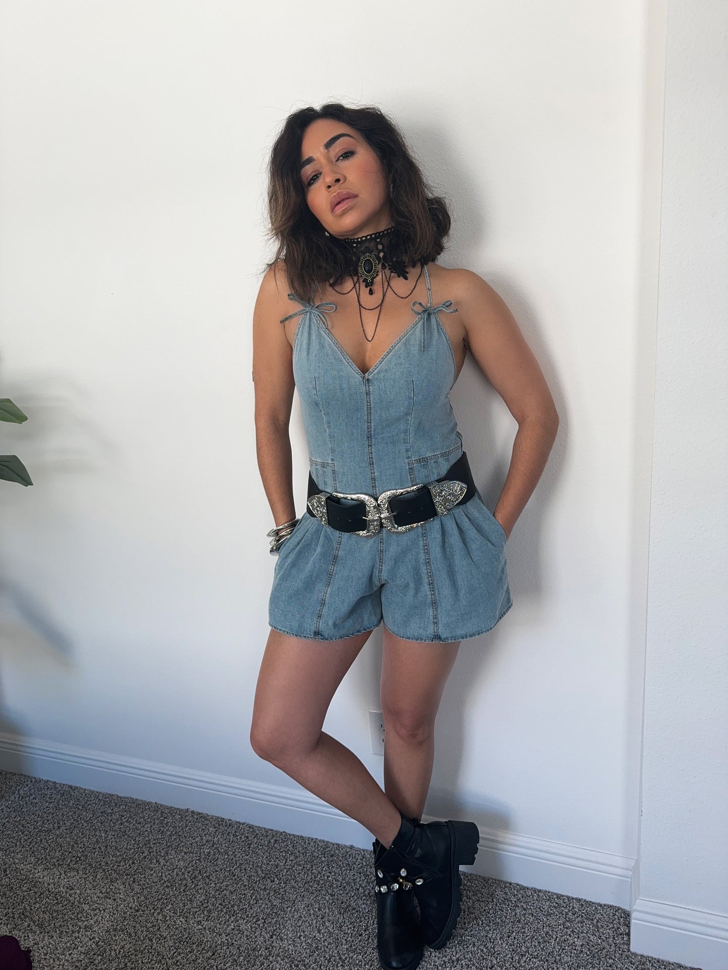 Lola denim romper