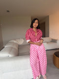 Blush Dot barrel pants