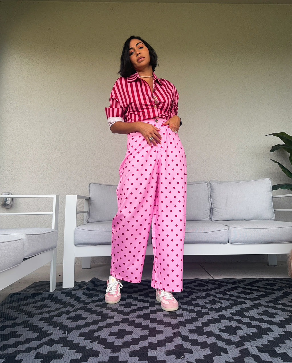 Blush Dot barrel pants