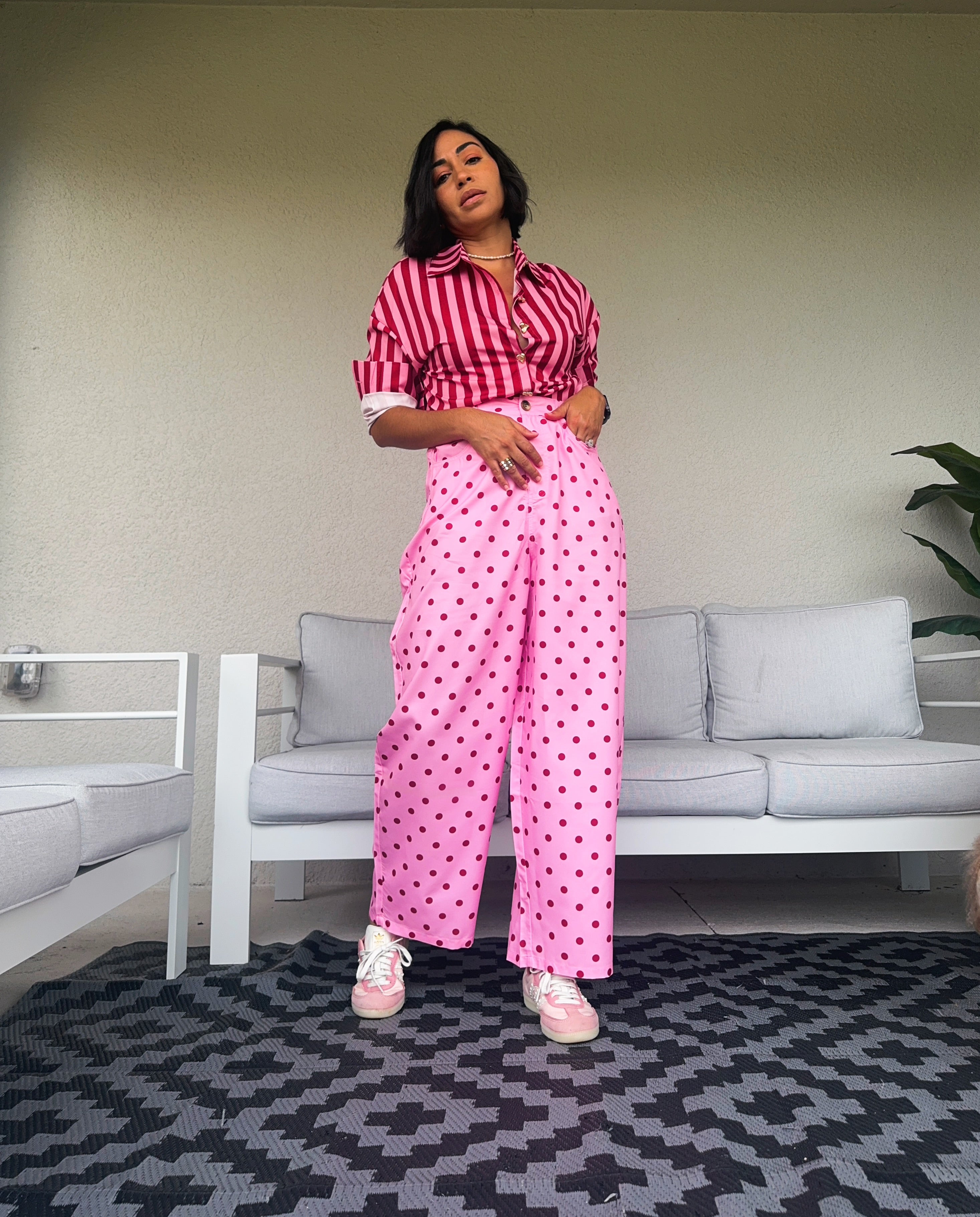 Blush Dot barrel pants