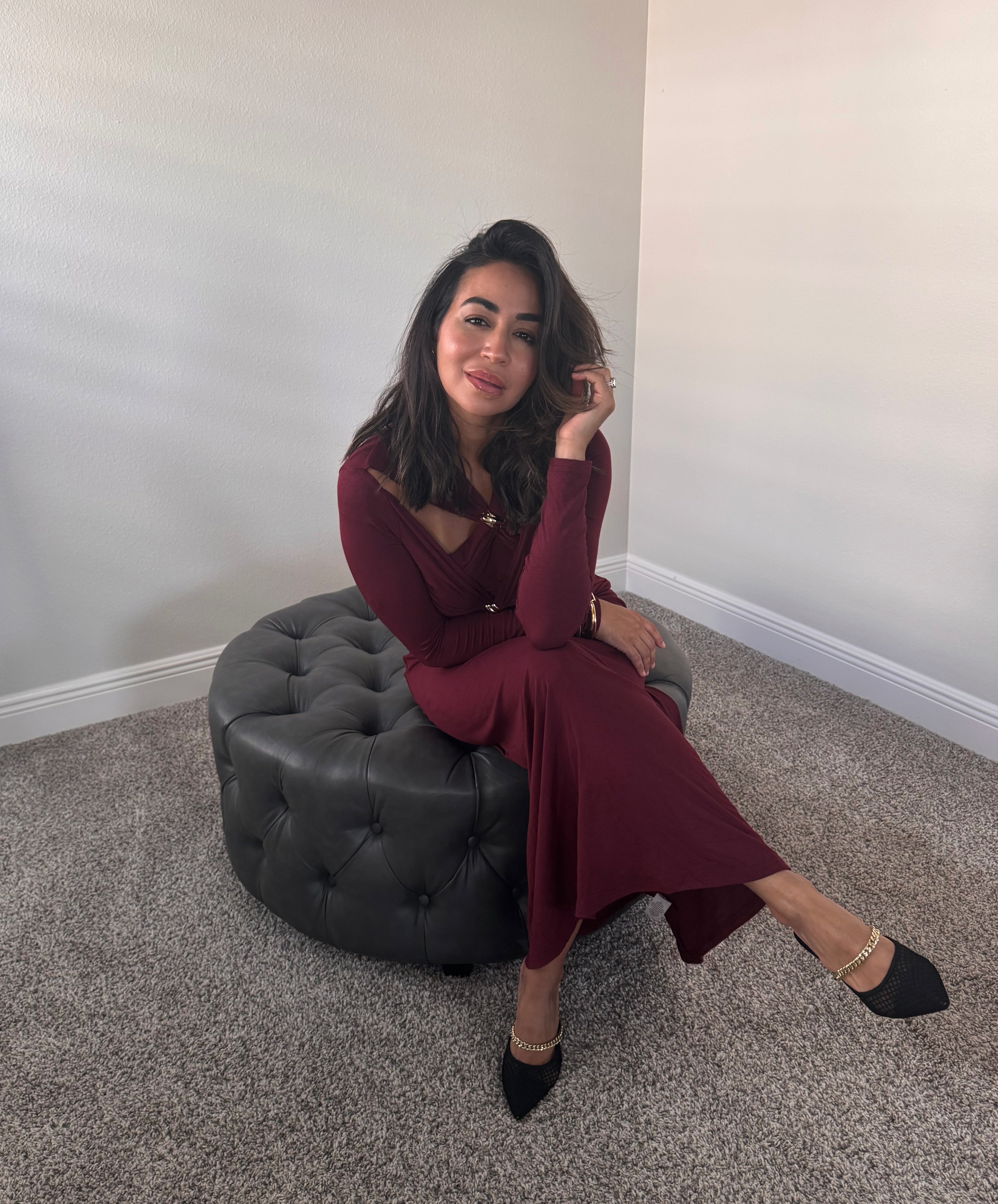 Golden Twist midi dress