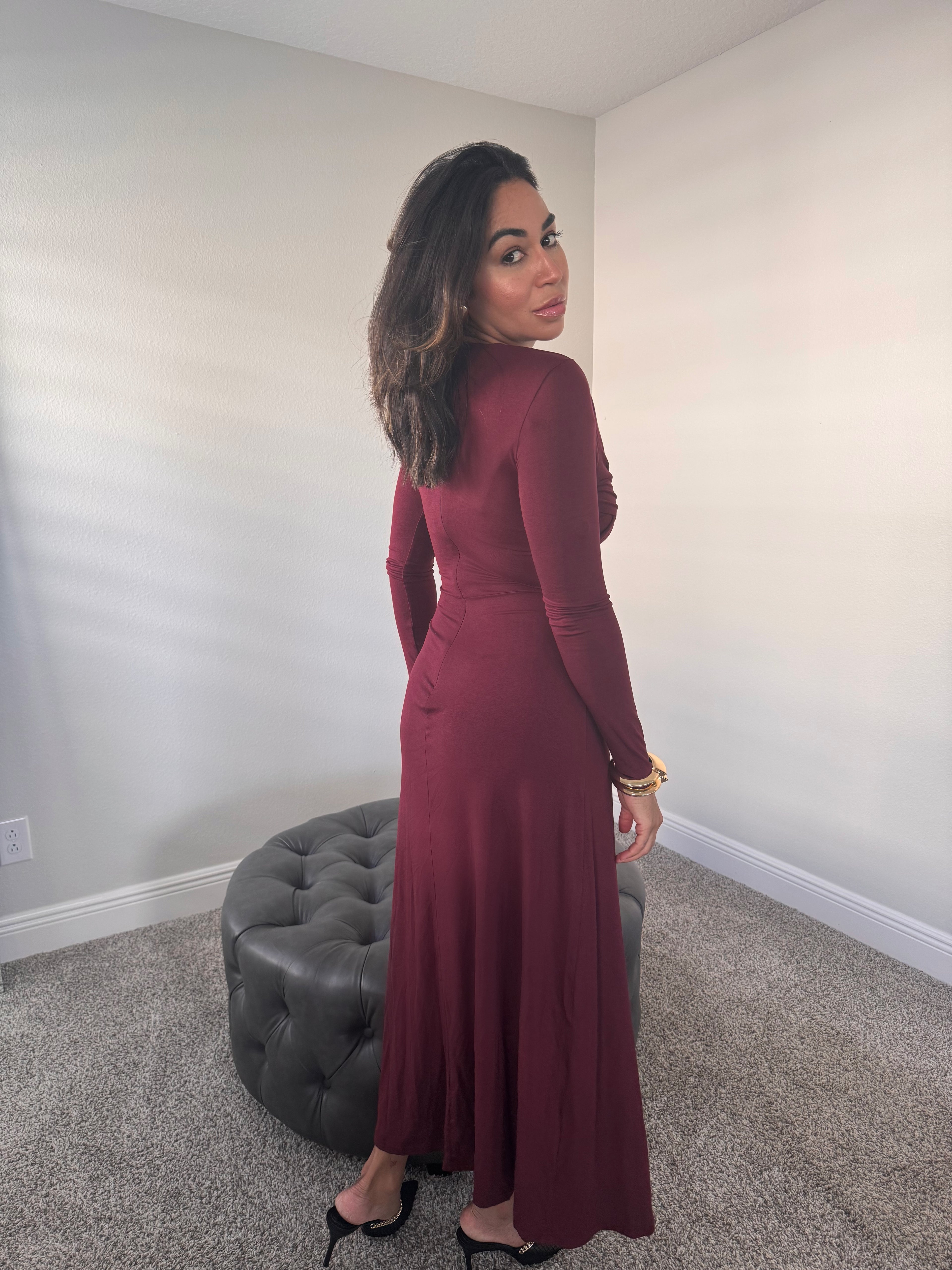 Golden Twist midi dress