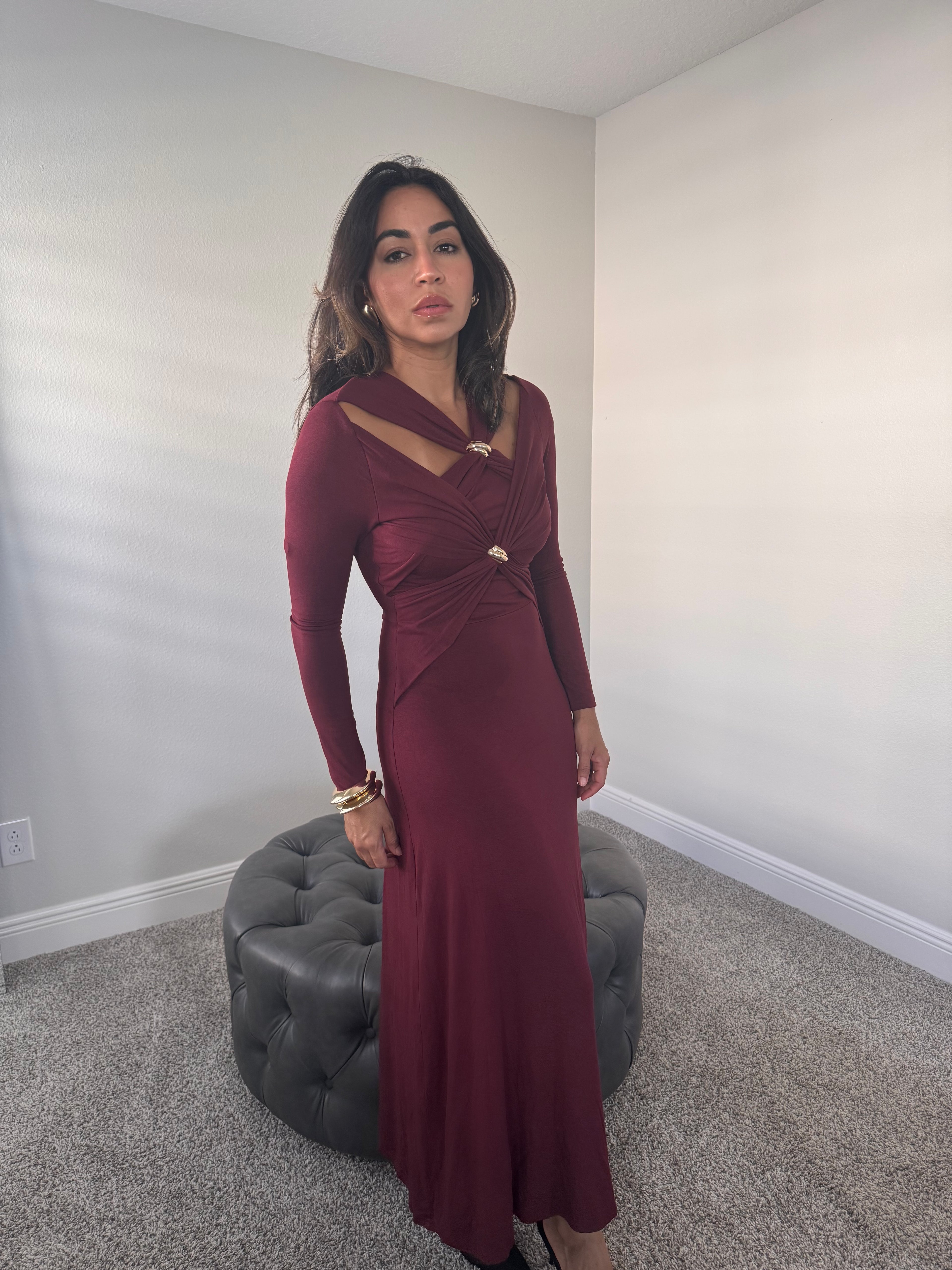 Golden Twist midi dress