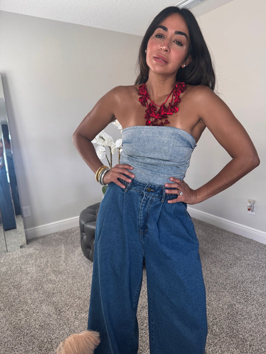 Caracoles denim bodysuit
