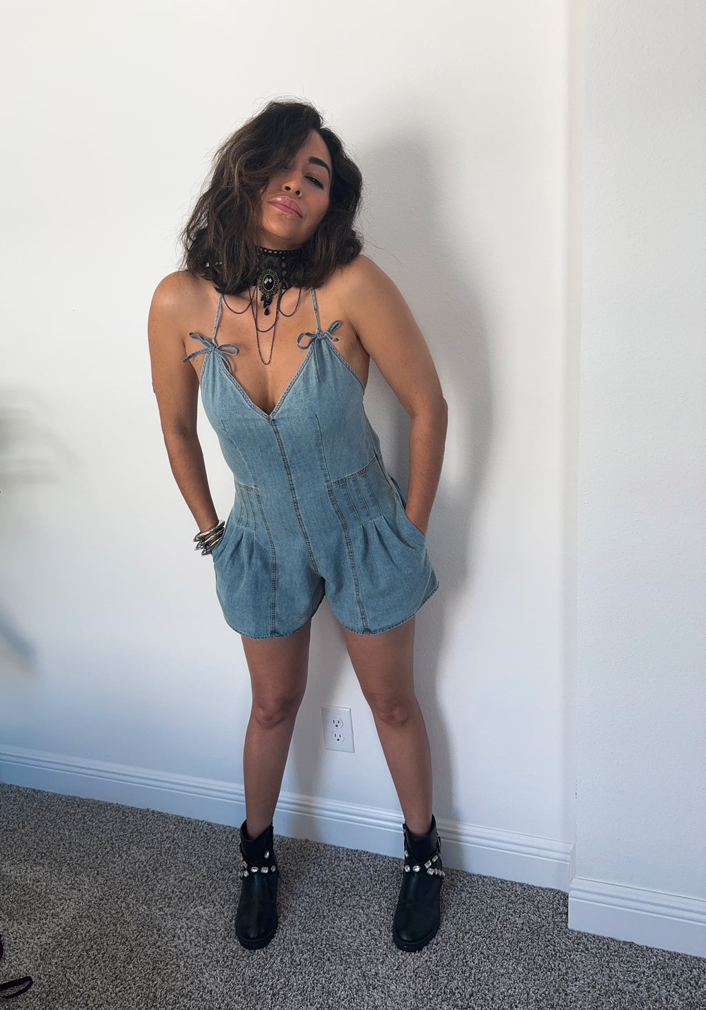 Lola denim romper