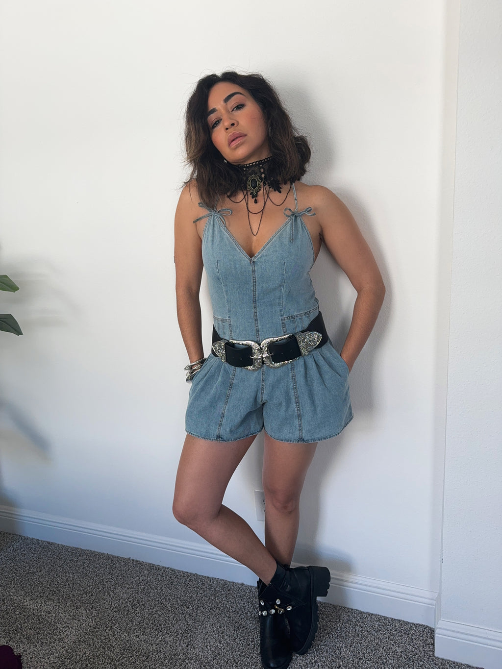 Lola denim romper