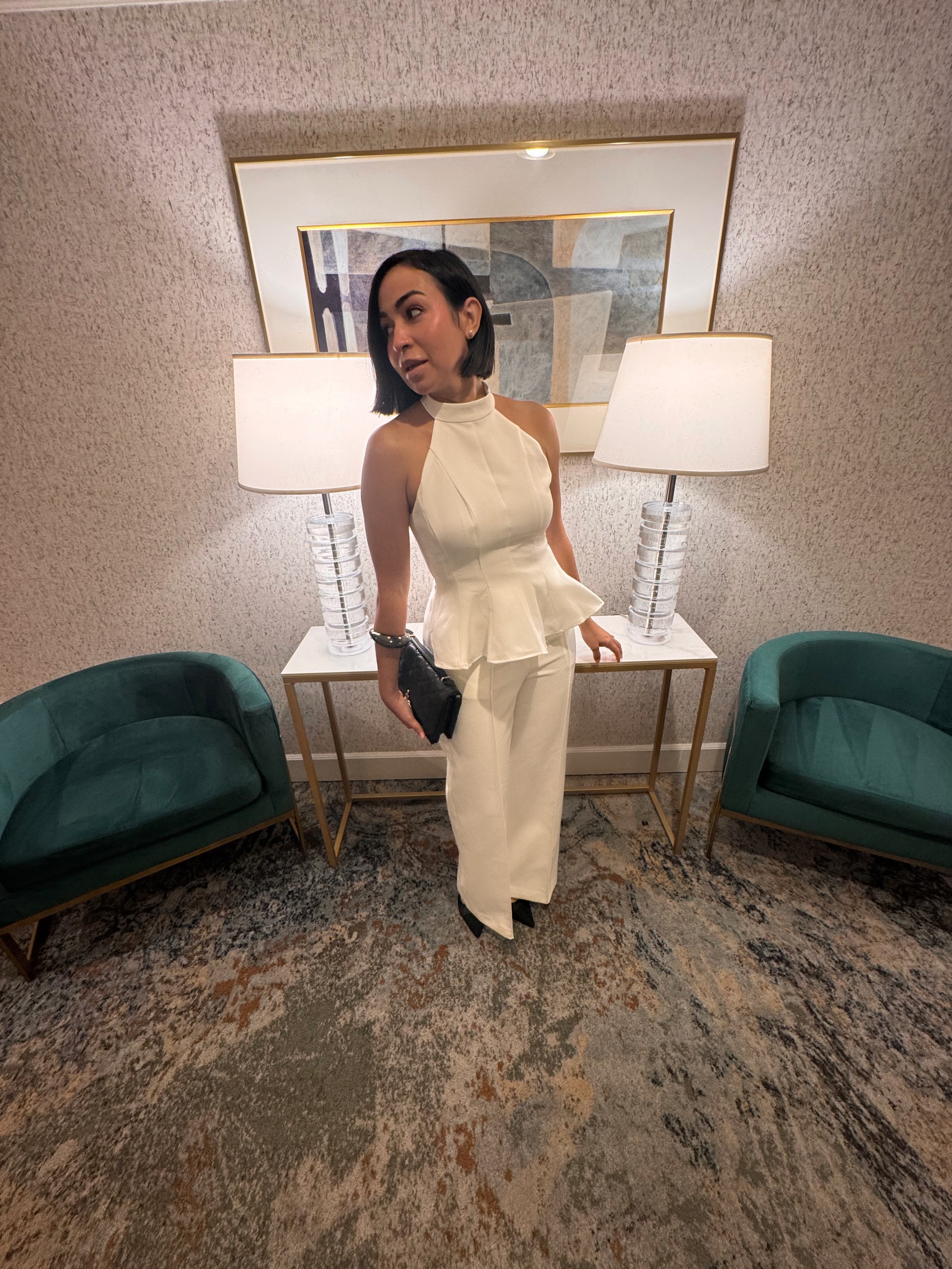 The Eloise halter peplum top