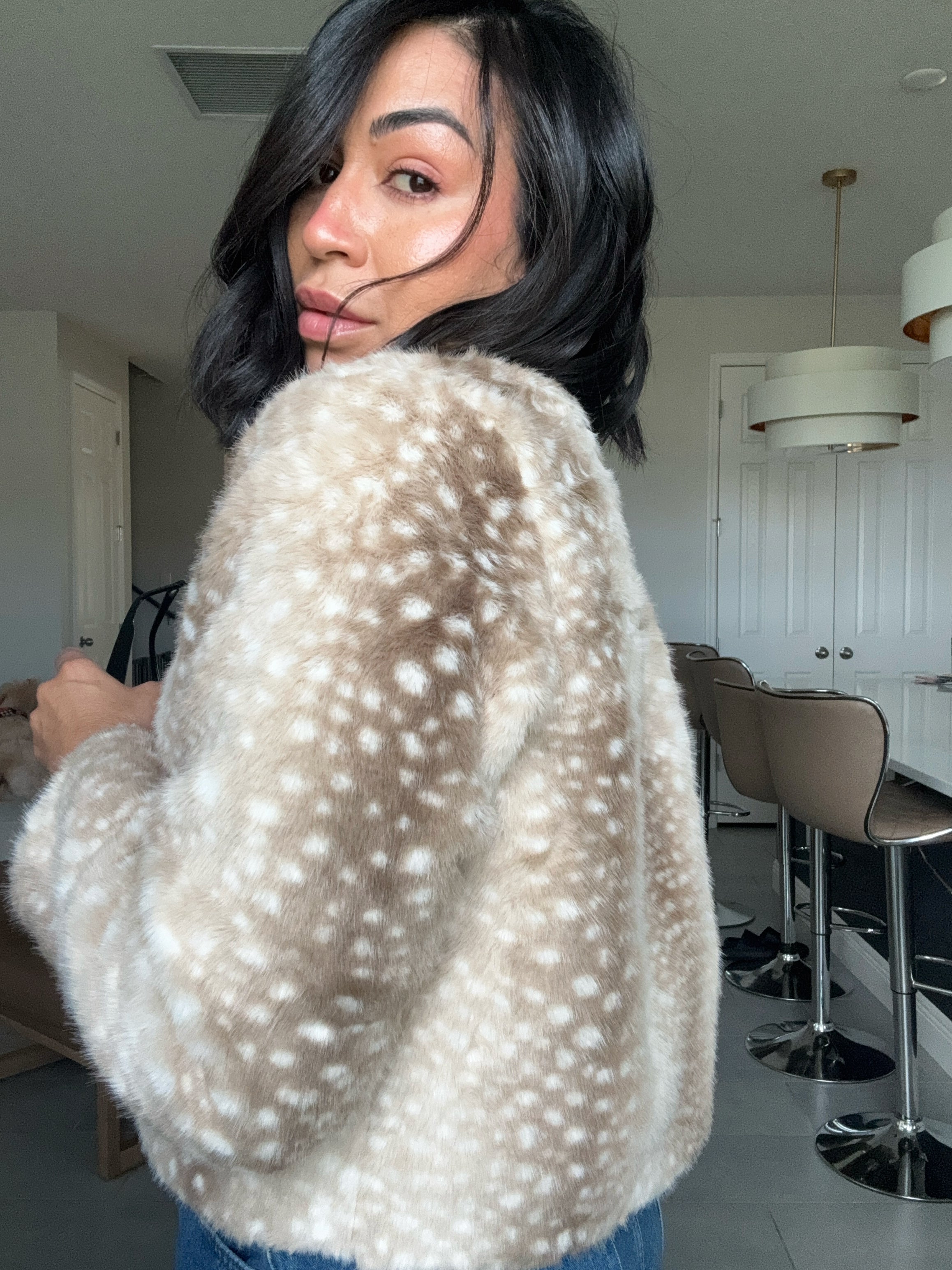 "Oh Deer" faux fur jacket