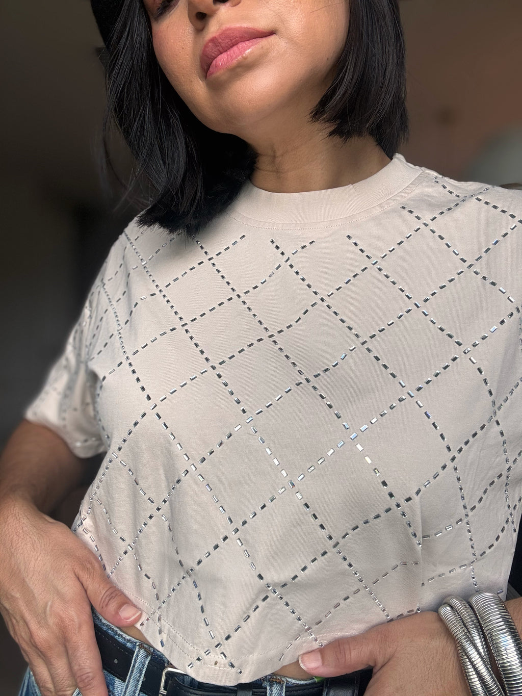 The Lattice cropped tee