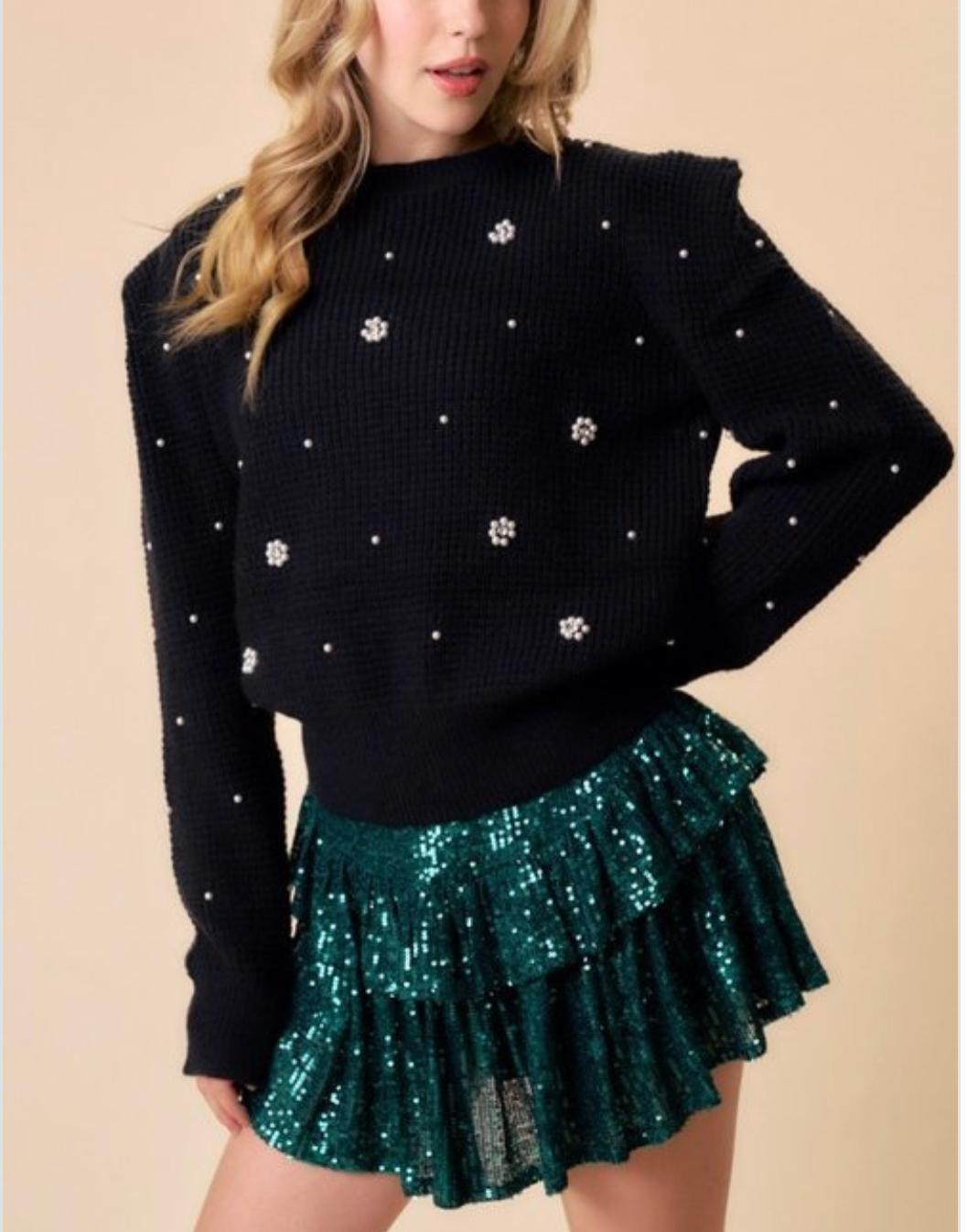 Flower Pearl Sweater